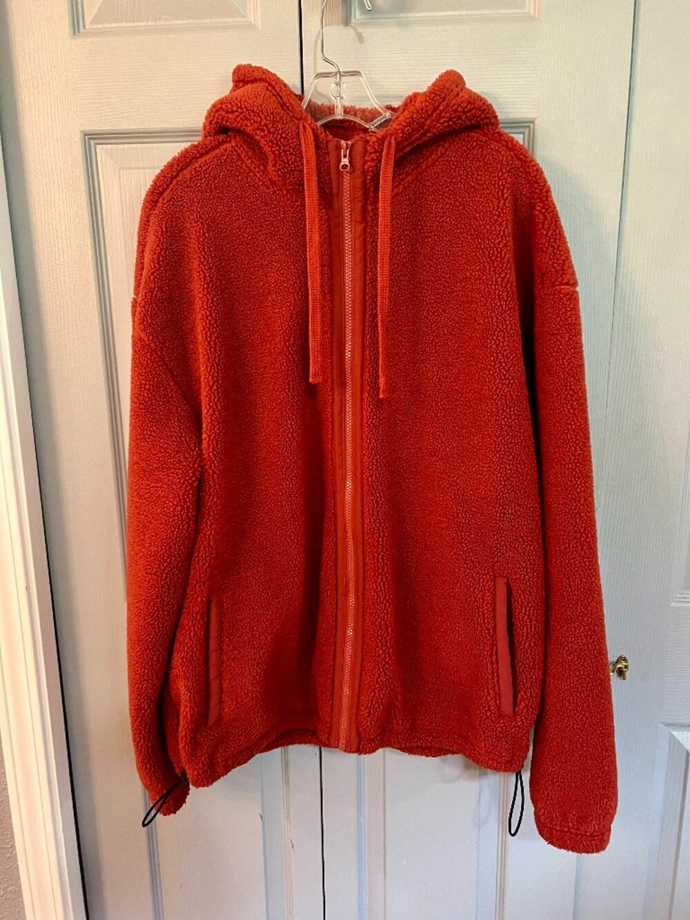 Men's Regular Fit Sherpa Jacket - RUST, Full ZIPPER w/Hood,  By Original Use